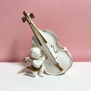 Vintage retro Victorian angel cherub cello vase planter